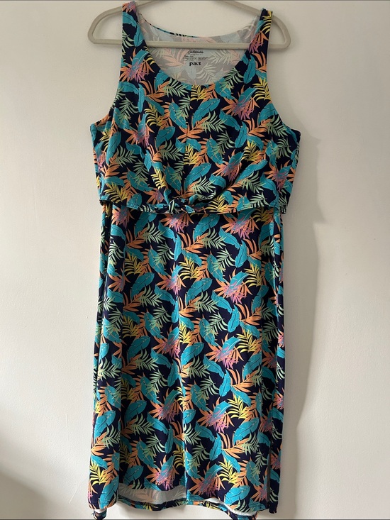 Pact Dresses & Skirts - Pact Tropical Leaf Tank Dress Sleeveless Organic Cotton Beach Resort Wear SZ XL